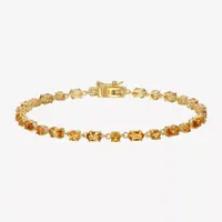 Genuine Yellow Citrine 14K Gold Over Silver 7.25 Inch Tennis Bracelet