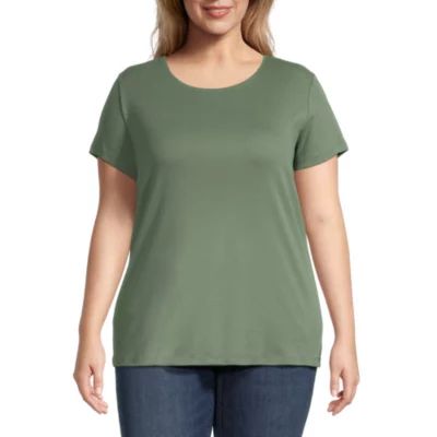 St. John's Bay Womens Plus Short Sleeve T-Shirt