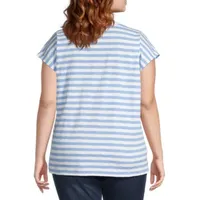 St. John's Bay Plus Womens Henley Neck Short Sleeve Shirt