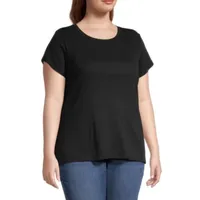 Liz Claiborne Womens Plus Crew Neck Short Sleeve T-Shirt