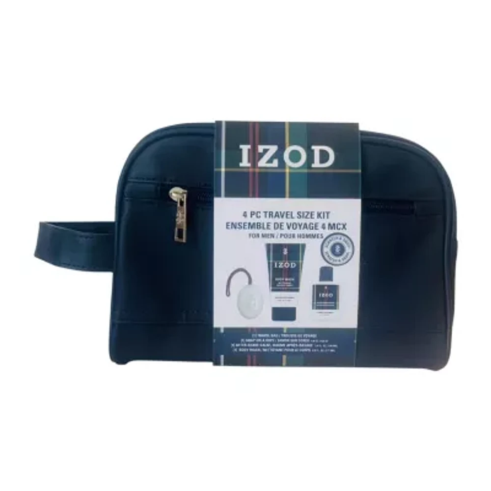 IZOD Navy Leather Dopp Bag Travel Toiletry Set