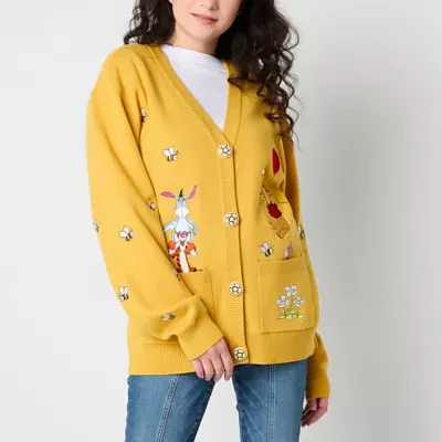 Juniors Pooh And Friends Cardigan Womens Long Sleeve Button Winnie The