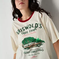 Juniors A Family Vacation Griswold'S Tree Farm Oversized Womens Crew Neck Short Sleeve Graphic T-Shirt