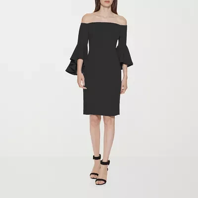 Marc New York Womens 3/4 Sleeve Sheath Dress