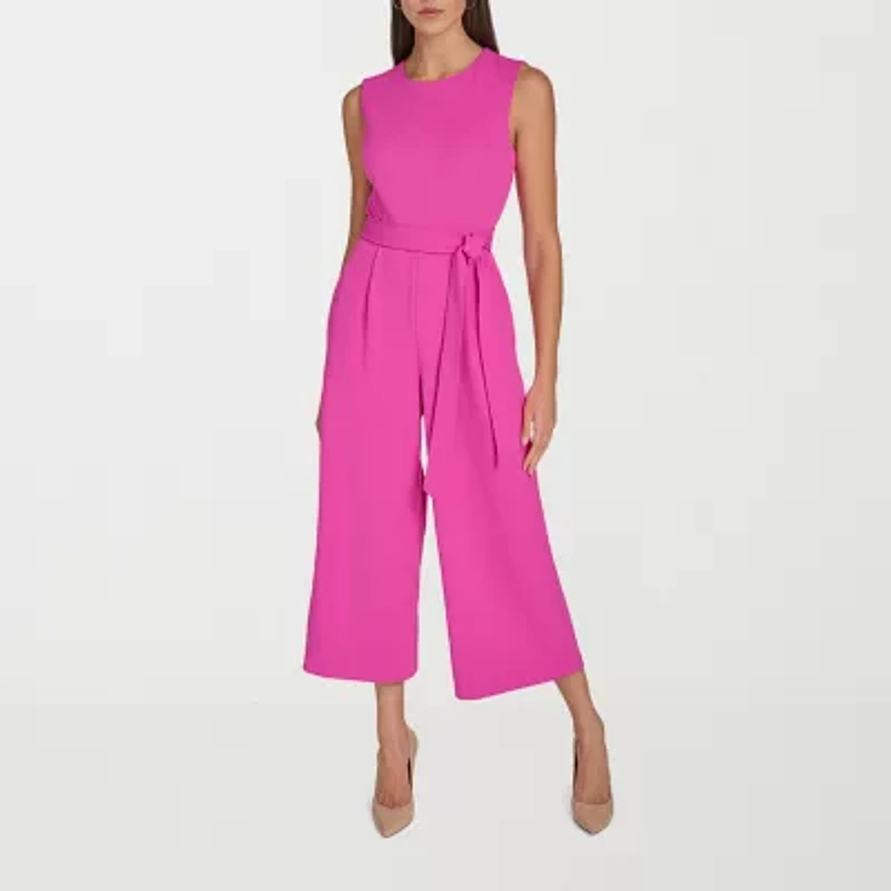 Marc New York Womens Sleeveless Belted Jumpsuit