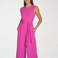 Marc New York Womens Sleeveless Belted Jumpsuit