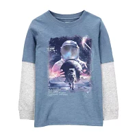 Carter's Little & Big Boys Crew Neck Long Sleeve Graphic T-Shirt