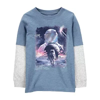 Carter's Little & Big Boys Crew Neck Long Sleeve Graphic T-Shirt