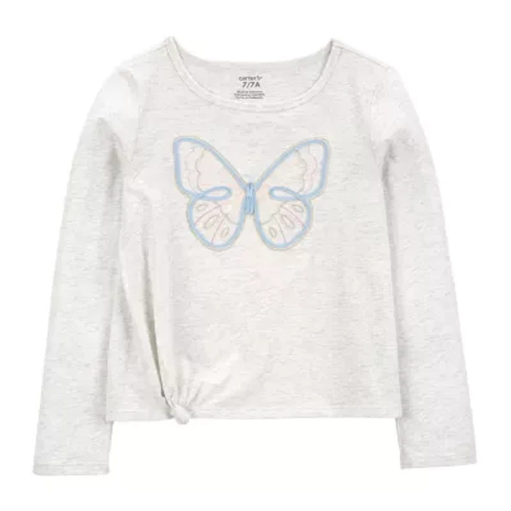 Carter's Little & Big Girls Round Neck Long Sleeve Graphic T-Shirt