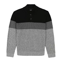 IZOD Button Mens Mock Neck Long Sleeve Pullover Sweater