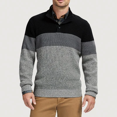 IZOD Button Mens Mock Neck Long Sleeve Pullover Sweater