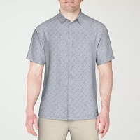 PGA TOUR Mens Stretch Fabric Short Sleeve Button-Down Shirt