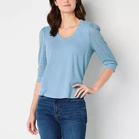 Frye and Co. Womens Round Neck Long Sleeve Blouse