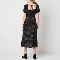 by&by Womens Short Sleeve Dots Midi Fit + Flare Dress Juniors