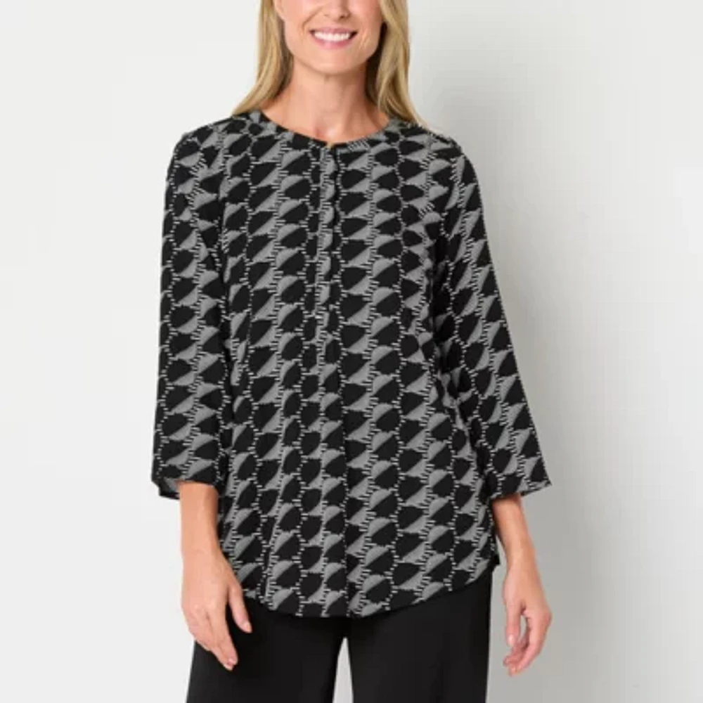 Liz Claiborne Womens 3/4 Sleeve Tunic Top