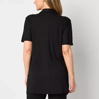 Liz Claiborne Womens Short Sleeve Open Front Cardigan