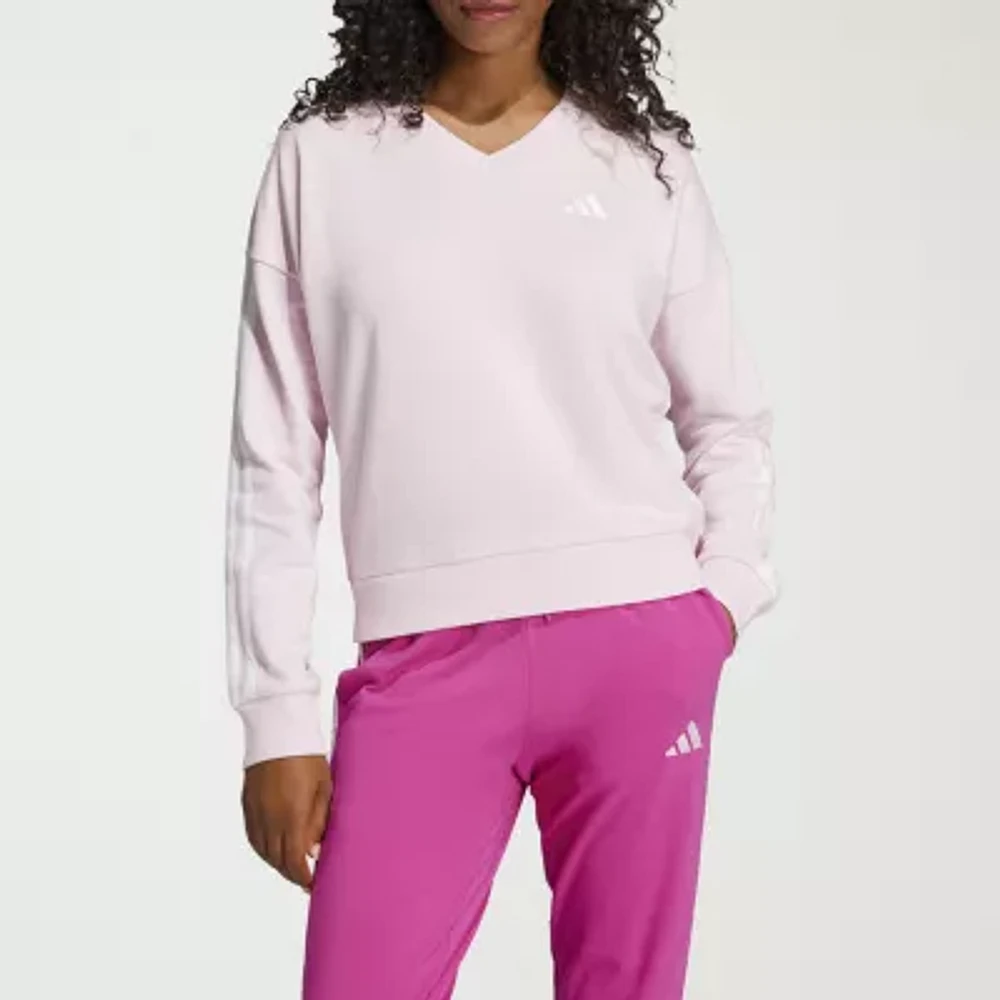 adidas 3 Stripes French Terry V Neck Sweatshirt