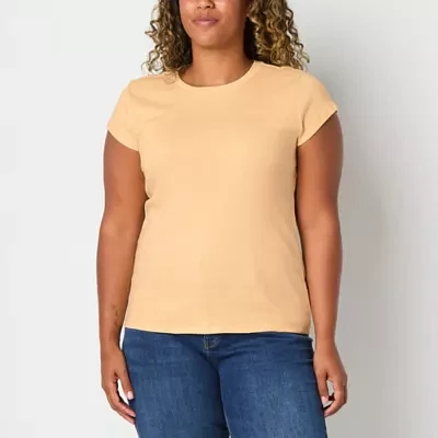 Liz Claiborne Womens Crew Neck Short Sleeve T-Shirt