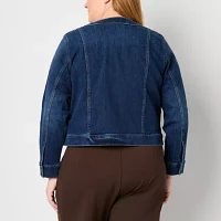 St. John's Bay Midweight Denim Womens Plus Jacket