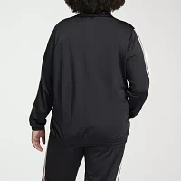 adidas Essentials Warm-Up Tricot Slim 3 Stripes Track Jacket (Plus Size)