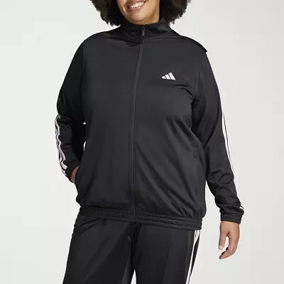 adidas Essentials Warm-Up Tricot Slim 3 Stripes Track Jacket (Plus Size)