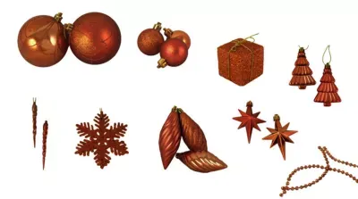 125ct Burnt Orange Shatterproof 4-Finish Christmas Ornaments 5.5'' (140mm)