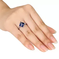 Womens Lab Created Sapphire Sterling Silver Cocktail Ring