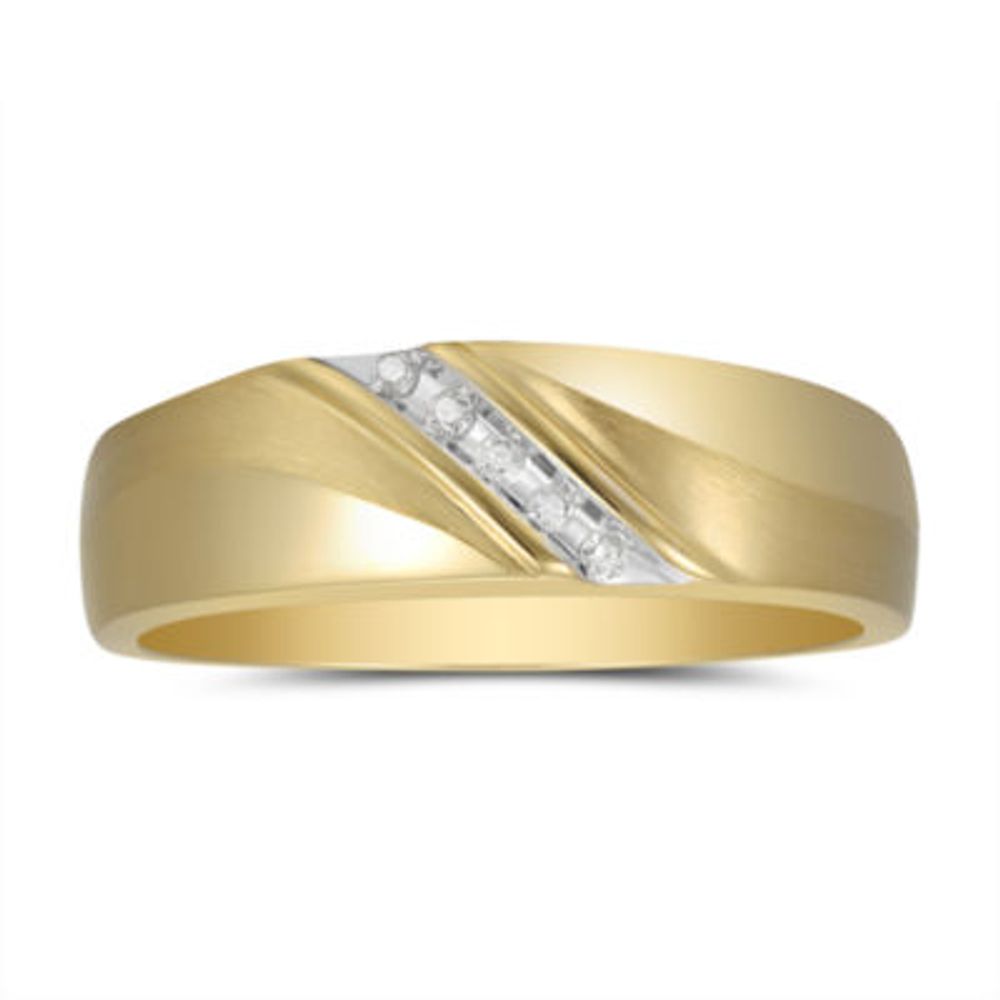 6MM Diamond Accent Natural White 10K Gold Wedding Band