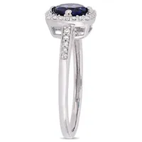 Womens 1/7 CT. T.W. Lab Created Blue Sapphire 10K White Gold Cocktail Ring