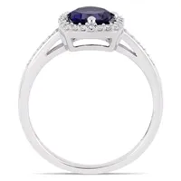 Womens 1/7 CT. T.W. Lab Created Blue Sapphire 10K White Gold Cocktail Ring