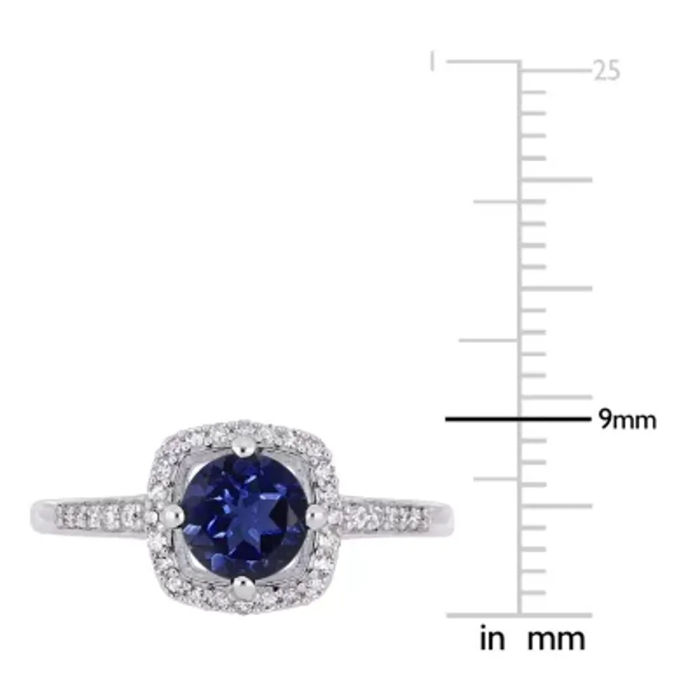 Womens 1/7 CT. T.W. Lab Created Blue Sapphire 10K White Gold Cocktail Ring