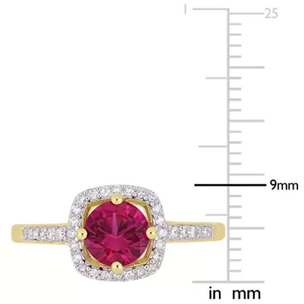 Womens 1/7 CT. T.W. Lab Created Red Ruby 10K Gold Cocktail Ring