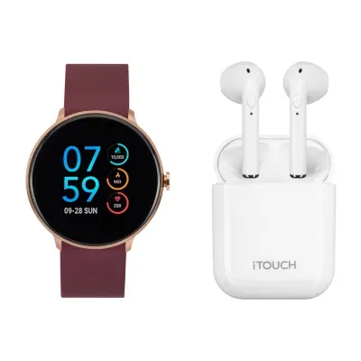 Itouch Sport With Wireless Earbuds Womens Merlot Smart Watch-It7804r04i-031