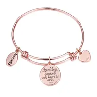 Footnotes Family Stainless Steel Solid Heart Round Bangle Bracelet