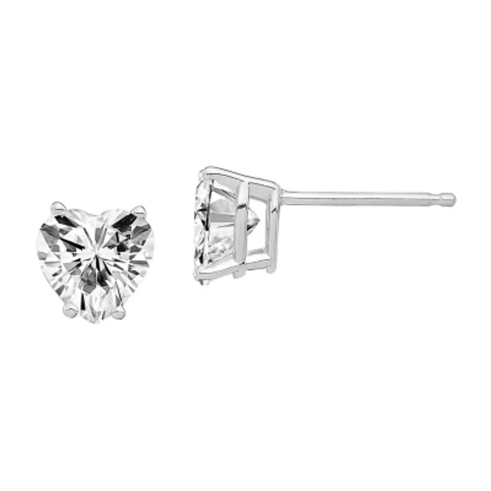 True Light 1 3/8 CT. T.W. Lab Created White Moissanite 14K White Gold 6mm Heart Stud Earrings