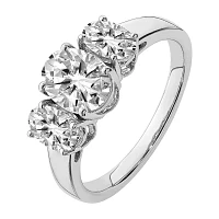 True Light Womens 1 1/3 CT. T.W. Lab Created White Moissanite 14K Gold 3-Stone Engagement Ring