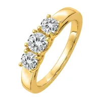 True Light 3MM 1 CT. T.W. Lab Created White Moissanite 14K Gold 3-Stone Band