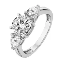 True Light Womens 3 1/2 CT. T.W Lab Created White Moissanite 14K Gold 3-Stone Engagement Ring