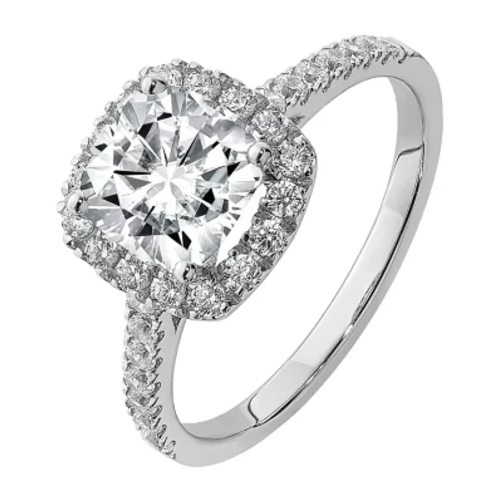 FINE JEWELRY Womens White Cubic Zirconia Platinum Over Silver Engagement  Ring | Hamilton Place