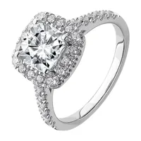 True Light Womens CT. T.W. Lab Created White Moissanite 14K Gold Halo Engagement Ring