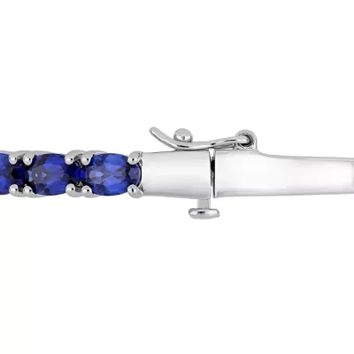 Lab Created Blue Sapphire Sterling Silver Bangle Bracelet