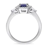 Womens 1/6 CT. T.W. Genuine Blue Sapphire 14K Gold 3-Stone Engagement Ring