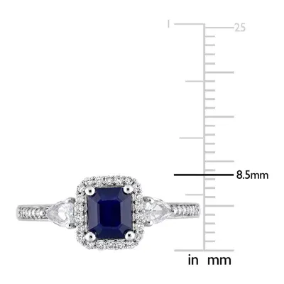 Womens 1/6 CT. T.W. Genuine Blue Sapphire 14K Gold 3-Stone Engagement Ring