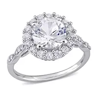 Womens Diamond Accent Lab Created White Sapphire 10K Gold Engagement Ring