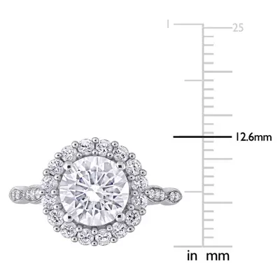 Womens Diamond Accent Lab Created White Sapphire 10K Gold Engagement Ring