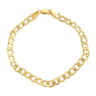 14K Gold 8-8 1/2" 6mm Hollow Curb Chain Bracelet