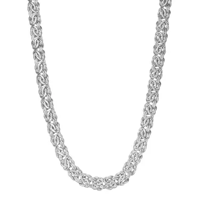 14K White Gold 20 Inch Hollow Byzantine Chain Necklace