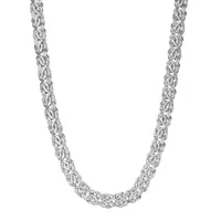 14K White Gold 20 Inch Hollow Byzantine Chain Necklace