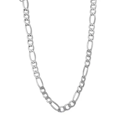 14K White Gold 18-20" 7mm Hollow Figaro Chain Necklace