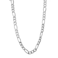 14K White Gold 18-20" 7mm Hollow Figaro Chain Necklace